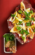 Belgium Endive Salad & Fresh Apples, Dried Fruits,Raspberries & Mustard Dressing