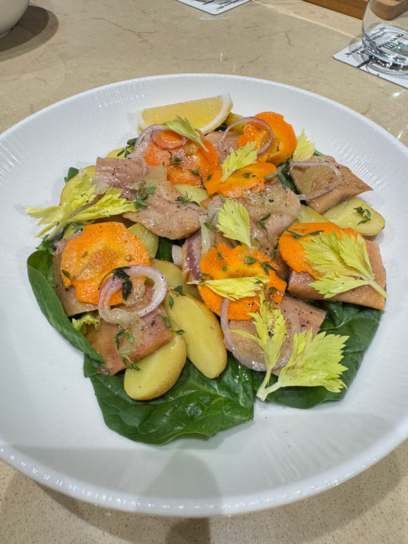 Smoked Marinated French Herrings with Warm Baby Potatoes & Baby Spinach