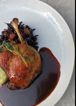 Red Wine Braised French Duck Leg with Celeriac Mashed & Brussels Sprouts