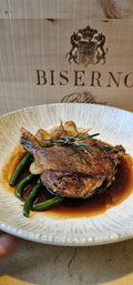 Duck Leg Confit with French Beans, Garlic Confit & Jus