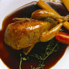Roasted French Quails Stuffed with Foie Gras & Figs, Heirloom Carrots & Red Wine Sauce