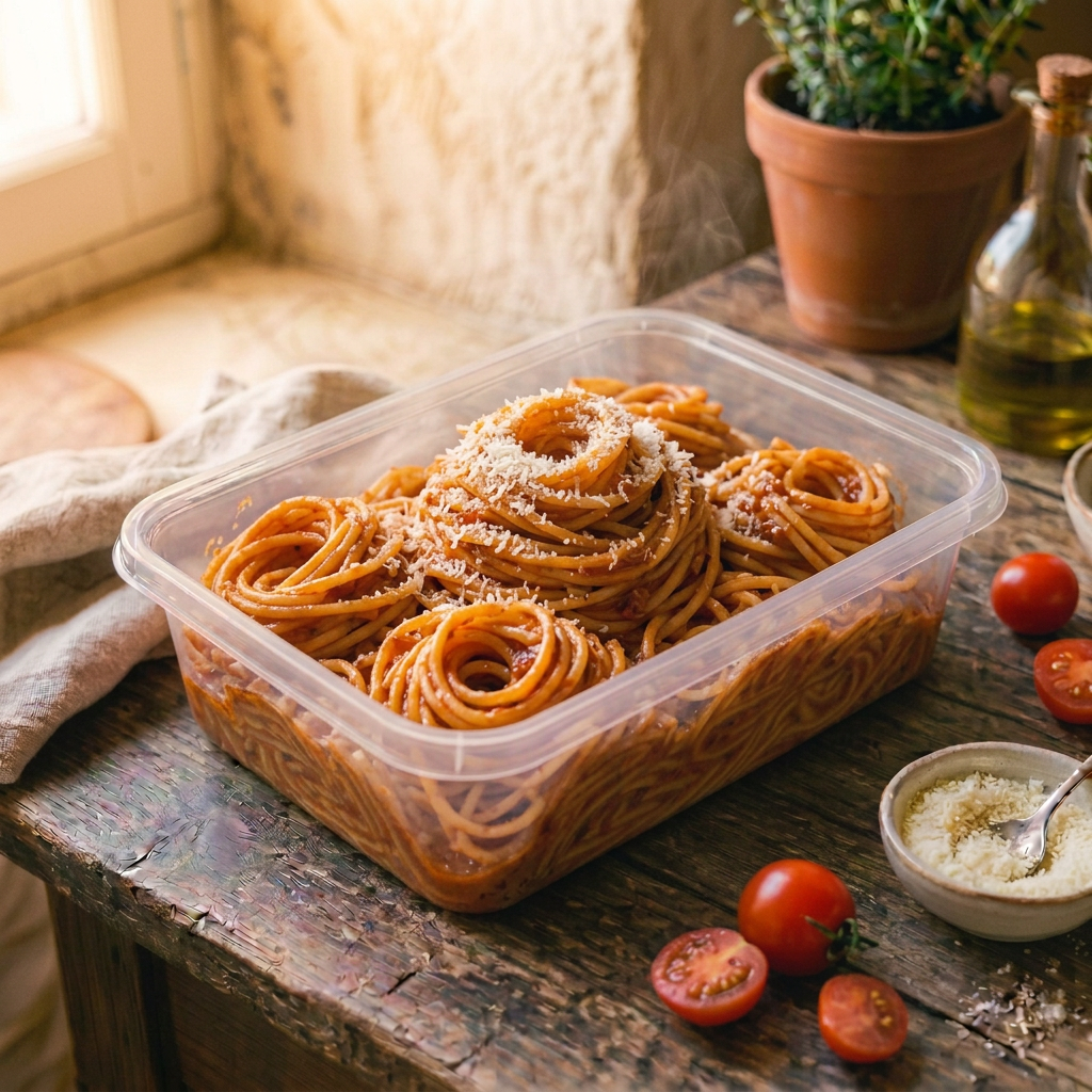 Spaghetti Tomato Sauce with Parmesan Cheese