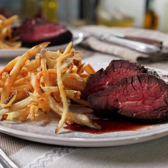 ''Steak Frites'' Pan Roasted Angus Beef with Shallot Confit & French Fries